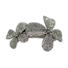 Two Flower Hair Clip - Clear (Silver Plated)